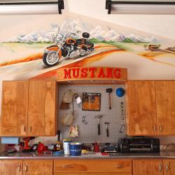 A Collector's Garage now has walls that tell a story- small details continue to get added as the family grows