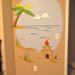 "Tropical Getaway" nursery - sand castles by the door