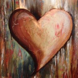 Heart of Many Layers - Multi-layered painting: metallic & metal reactive paints, plaster, etc. - 