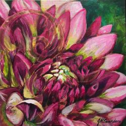 12"x12" Dahlia in acrylics and metal reactive paints